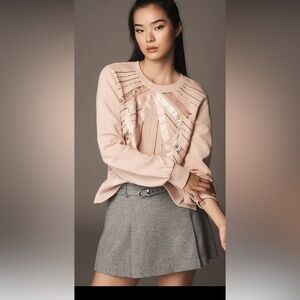 NWOT Anthropologie Beaded Bow sweatshirt pullover